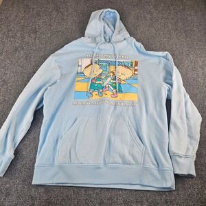 Nickelodeon Rugrats Phil and Lil Graphic Hoodie Light Blue Mens Large 90s Nick